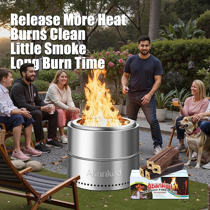 Smokeless Fire Pit Outdoor 20 inch Portable Fire Pit with Carry Bag, Stainless Steel Wood Burning Fire Pits for Camping, Picnic,Backyard Patio, Bonfires.