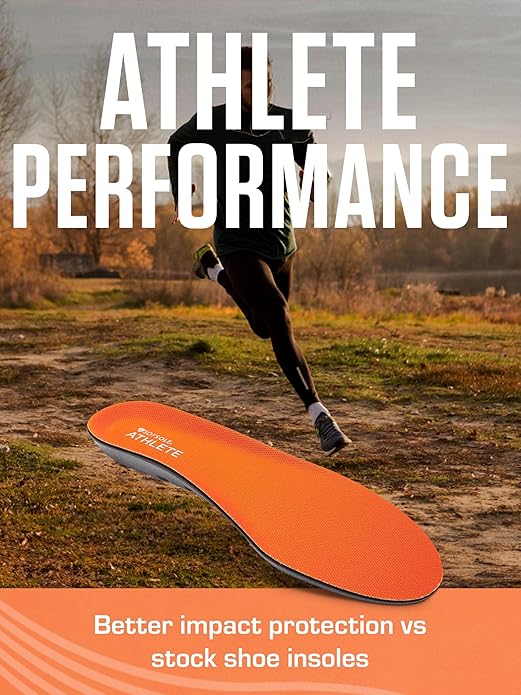 SOF SOLE ATHLETE Performance Men's Insoles - PU Foam & Gel Inserts - Heel-to-Toe Cushioning, Support, & Moisture Control, - Lightweight Comfort & Stability - Ideal for Runners, Walkers, Athletes