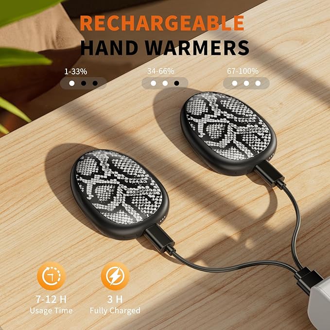 coldSky Rechargeable Hand Warmers 2 Pack, Magnetic 2-in-1 Reusable Electric Hand Warmer, 3 Heat Settings Portable Pocket Hand Heater Gifts for Women Men Christmas, Skiing, Camping, Hunting