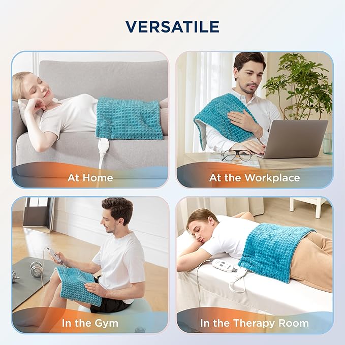 Bedsure Back Heating Pad for Neck and Shoulders, Weighted Heated Pad with Vibration, FSA Eligible Items, Birthday Gifts for Women Men Mom Men, Auto Shut Off, 6.3lbs 20" x 24", Teal