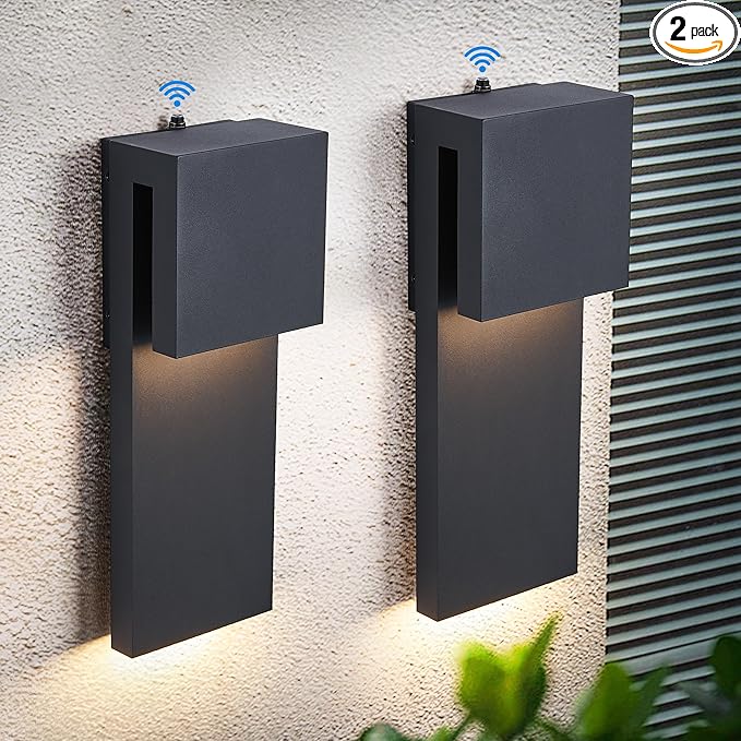Dusk to Dawn Outdoor Wall Lights 2 Packs,Modern Minimalist Outdoor Fixture Wall Mount,Anti-Rust Sturdy & Sleek Outside Lights for House Porch Garage Patio,3000K 17W Integrated LED