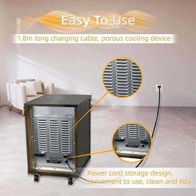 1500W Realsmart Space Infrared Heater for Indoor Use Large room Electric Quartz Heater with Remote Control Wheels LCD Display 3 Heating Modes 12H Timer Overheat Tip Over Protection Safe