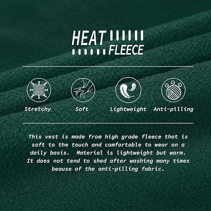 33,000ft Men's Fleece Vest, Lightweight Warm Zip Up Polar Vests Outerwear with Zipper Pockets, Sleeveless Jacket for Winter