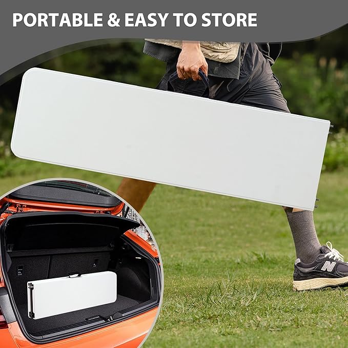 6ft Plastic Folding Bench with Carrying Handle & Lock, Portable Outdoor Bench in Garden Picnic Camping Dining Party Seat, Waterproof Bench for Soccer Activities, Firm and Durable(2 Pack C)
