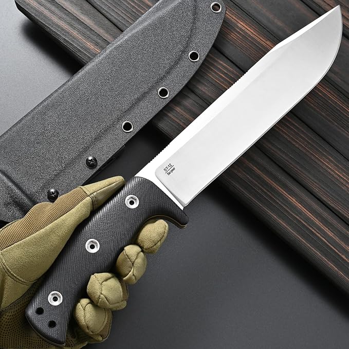 Sitivien ST12 Plus Fixed Blade Knife Sleipner Brushed Steel Blade G10 Handle Full Tang EDC Straight Knife for Camping Hunting Fishing(Silver)
