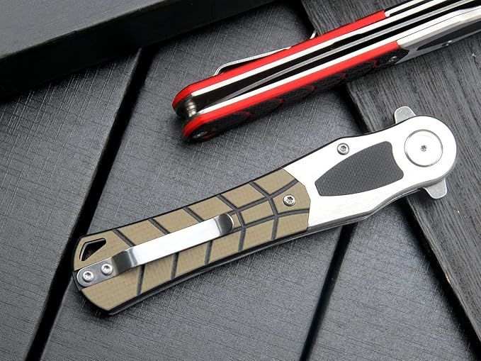Eafengrow EF970 Folding Knife D2 Steel Blade G10 Handle EDC Tool Knife for Working Camping Hiking(Desert)