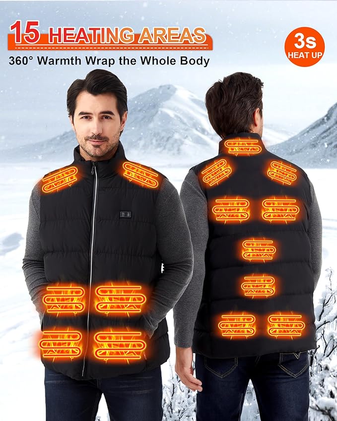 Electric Heated Vest for Men: Lightweight Heated Jacket with 16000mAh Battery - Winter USB Heating Vest for Hunting