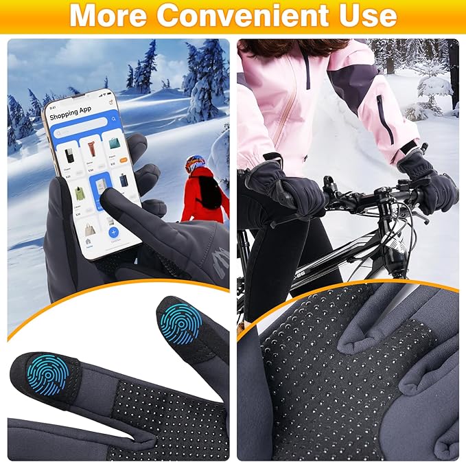 Moon Kitty Women’s Winter Waterproof Running Gloves Windproof Thermal with Touchscreen Fingers Cold Weather Gloves for Women