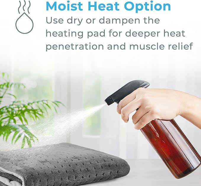 Pure Enrichment® PureRelief® XL Heating Pad - 12" x 24" Electric Heating Pad for Back Pain & Cramps, 6 Heat Settings, Soft Machine Wash Fabric, Auto-Off & Moist Heat (Charcoal Gray)