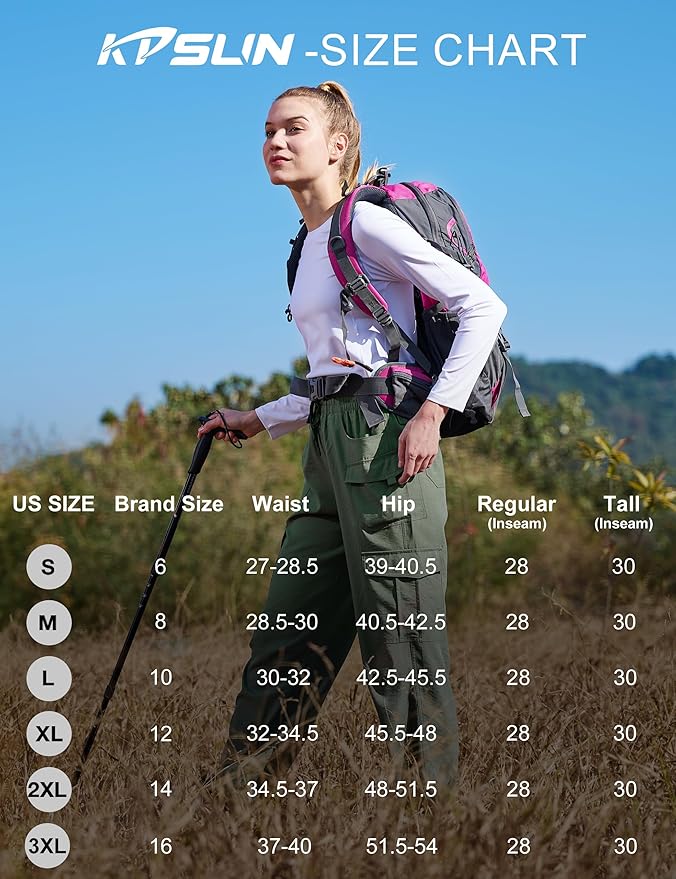 Women's Cargo Hiking Pants Lightweight Casual Quick Dry Straight Leg Camping Travel Pant for Work Golf with Multi-Pocket