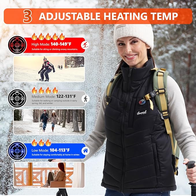 Women’s Heated Vest with Battery Pack Included, 7.4V Smart Washable Rechargeable Electric Lightweight Heating Vest