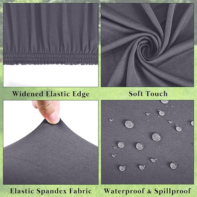 10 Pack Picnic Table Cover Outdoor Elastic Fitted Tablecloths for 8 Foot Rectangle Tables Waterproof Stretch Washable Patio Folding Spandex Table Cloth Camping Banquet Parties (Light Grey,30" x 96")
