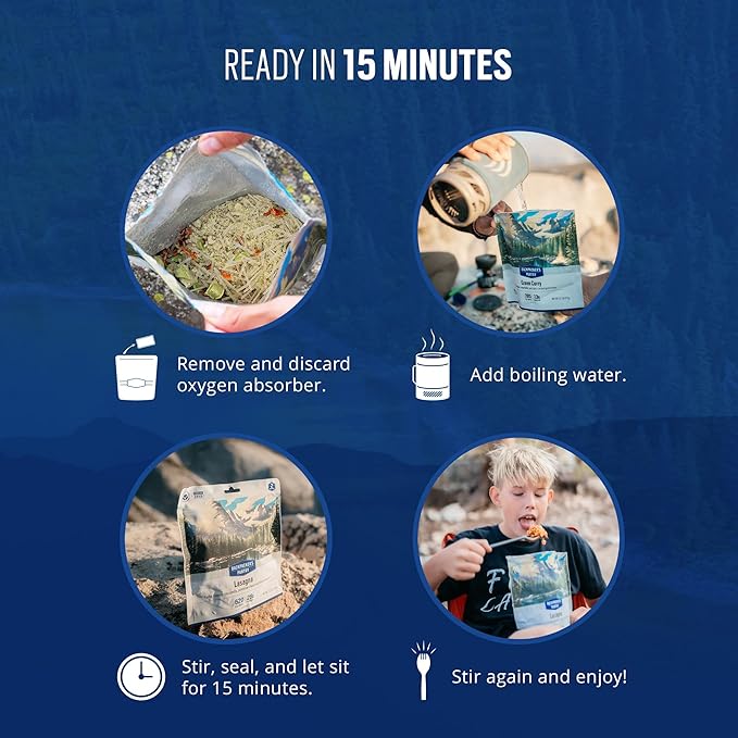 Backpacker's Pantry Three Sisters Stew, 2 Servings Per Pouch (6 Count), Freeze Dried Food, 14 Grams of Protein, Gluten Free, Vegan