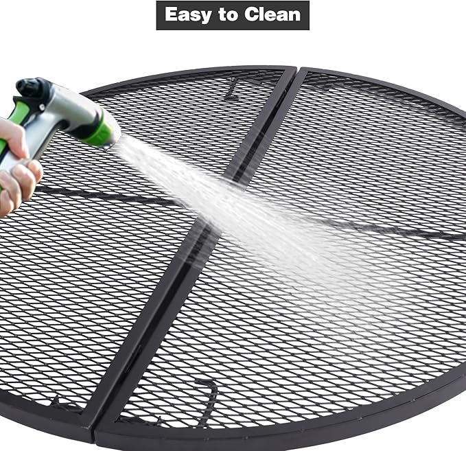 Lineslife X-Marks Fire Pit Cooking Grill Grates Portable, Heavy Duty Folding Round Campfire Grill Grate, Firepit Grill Grate with Handles for Outdoor BBQ Picnic, Black 30 Inch