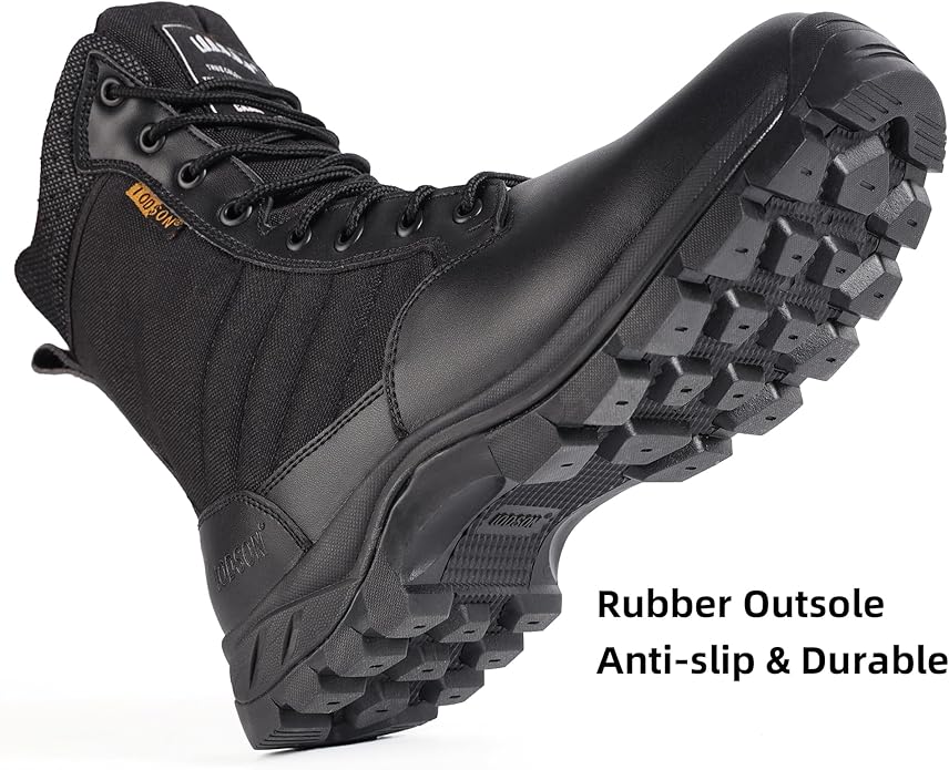 Men's Military Tactical Work Boots with Side Zipper, Puncture Resistant, Desert Combat, Army Jungle, 8 Inch Lightweight Hiking Boots