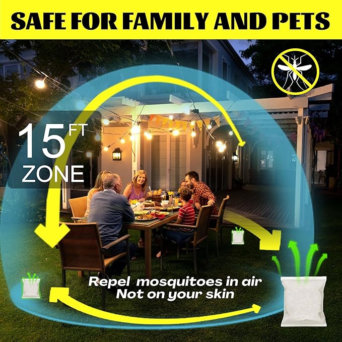 Mosquito Repellent Pouches - Outdoor, Indoor, Travel Size | 30-Day Protection, Non-Toxic & Plant-Based | Safe for Kids, Pets | Patio, Camping, Yard Defense(8 PCS)