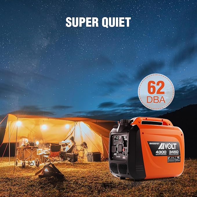 AIVOLT Inverter Generator 4300W Gas Powered Portable Super Quiet Outdoor Generator RV Ready for Camping Tools and Home Use, EPA Compliant