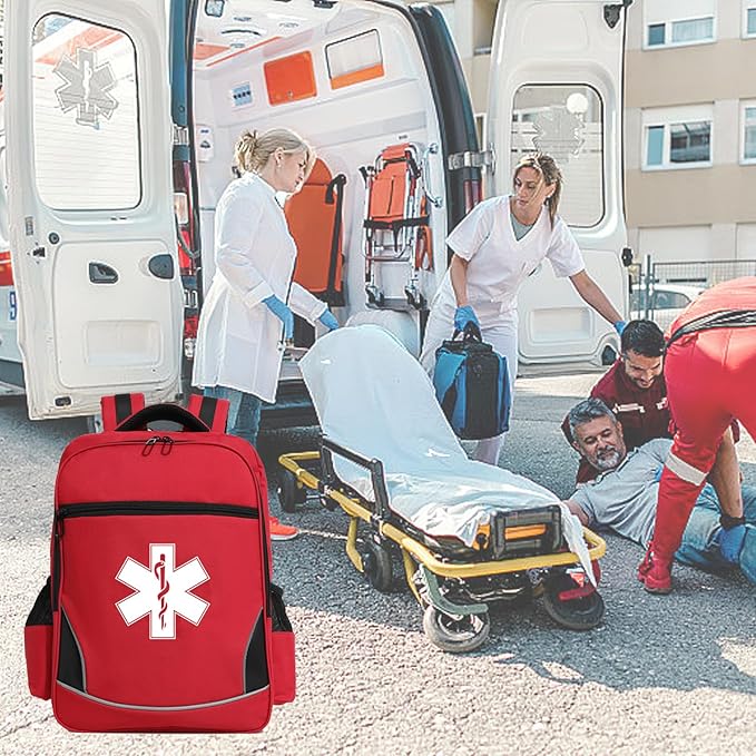 First Aid Medical Backpack Empty Nurse Treatment First Responder Trauma Bag for Camping Cycling Hiking Paramedic Bag EMT (Star of Life)