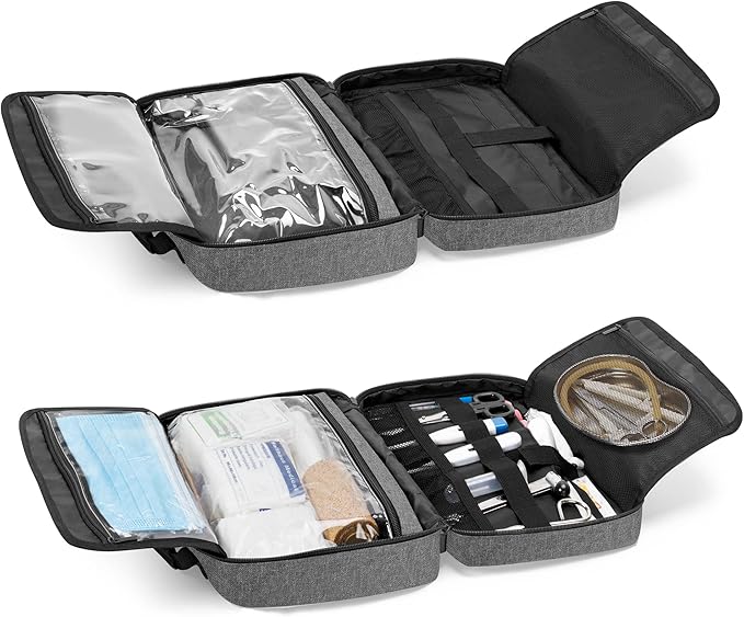 Trunab Portable First Aid Bag Empty, Medical Supplies Bag with 2 Inner Flap, Emergency Trauma Bag for Accessories, Grey