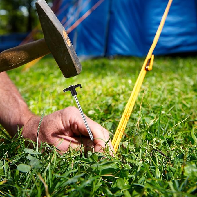 50Pcs Tent Stakes Heavy Duty, 10 Inch Tent Stake Metal, Black Galvanized Non-Rust Ground Stakes for Camping, Outdoor, Travel, Grassland, Yard