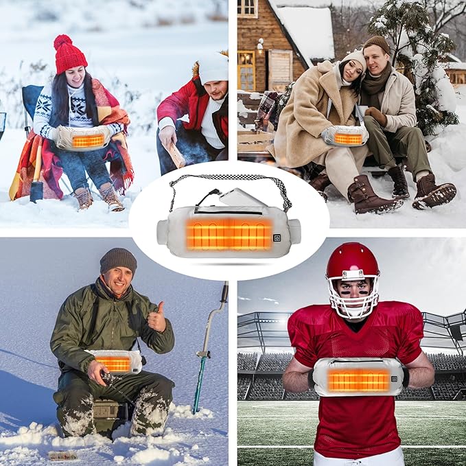 Heated Hand Warmer Pouch, 10000mAh Electric Heated Hand Muff, Rechargeable Portable Power Bank Hand Warmer with 3 Levels Heating for Football, Hunting,Fishing,Camping.
