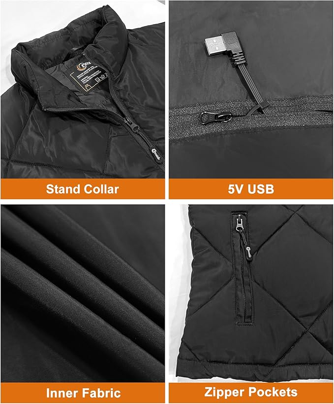 FERNIDA Heated Vest for Men & Women with Battery Pack USB 5V Thickened & Lightweight Heated Vest for Outdoor Body Warm