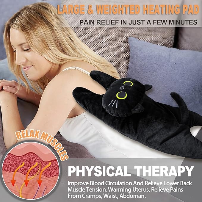 Microwave Heating Pad for Cramps Pain Relief, 19 * 9" Microwavable Heating Pads for Back, Neck Shoulder, Cute Microwave Heating Pad Stuffed Animal, Moist Heat Pack, Lavender