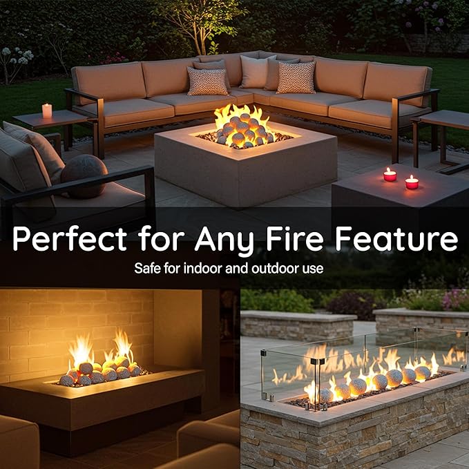 Ceramic Fire Balls Set of 15 – 3" Spheres for Gas Fireplaces and Fire Pits, Heat-Resistant Indoor Outdoor Fireplace Accessories