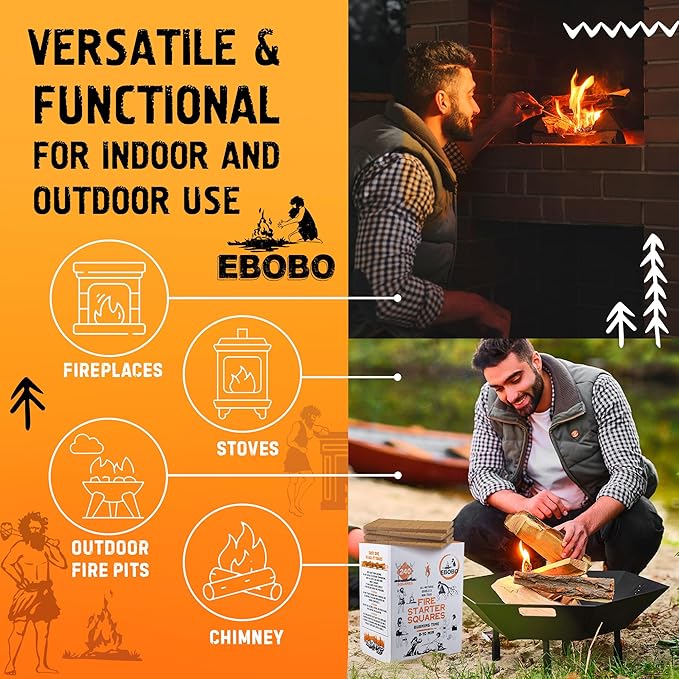 240 pcs Fire Starter Cubes β Natural Wax-Based, Odorless & Non-Toxic β Quick Ignition for BBQ Grill, Fireplace, Wood Stove, Fire Pit & Camping β Easy, Mess-Free Lighting