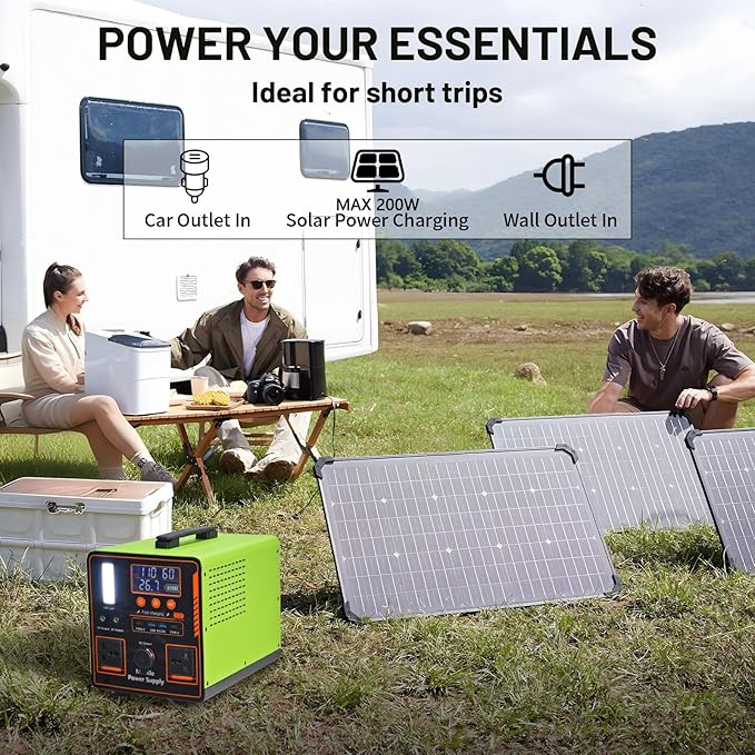 Portable outdoor camping power supply, 1115Wh backup power supply, output power 1200W, with pure sine wave 110V AC socket, suitable for outdoor camping home power outage emergency