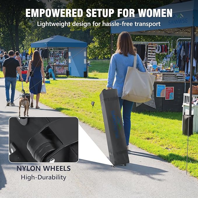 12X12 Pop Up Canopy Tent,Removable Pockets Sidewall for Extra Storage,Easy Up Canopy,Heavy Duty One Person Set Up Event Tent,Blue