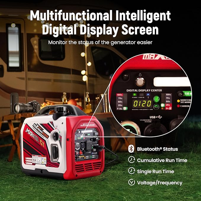 maXpeedingrods 4000 Watt Dual Fuel Inverter Generator with Bluetooth® Control Start and Display, RV Ready, Electric Start, Quiet for Outdoor Camping, Home Backup, Garden,PGMA Compliant