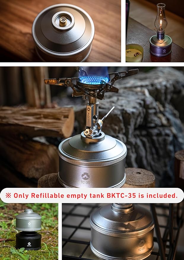 CAMPINGMOON Replacement Empty Refillable Gas Fuel Cylinder Standard for Backpacking Camping Stove EN417 Lindal Valve 110g TC-35