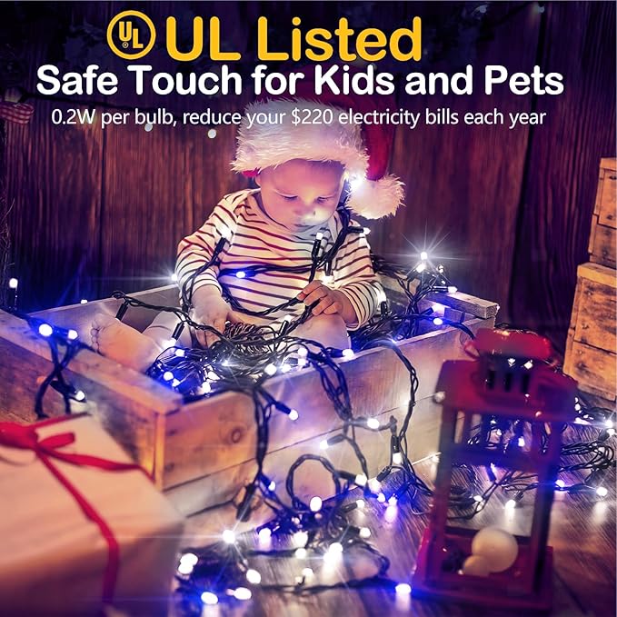 XURISEN 551FT Christmas Lights, 1400 LED Super Long String Lights 8 Modes & Memory Timer Plug in Twinkle Fairy Lights Decor for Home Xmas Party Wedding