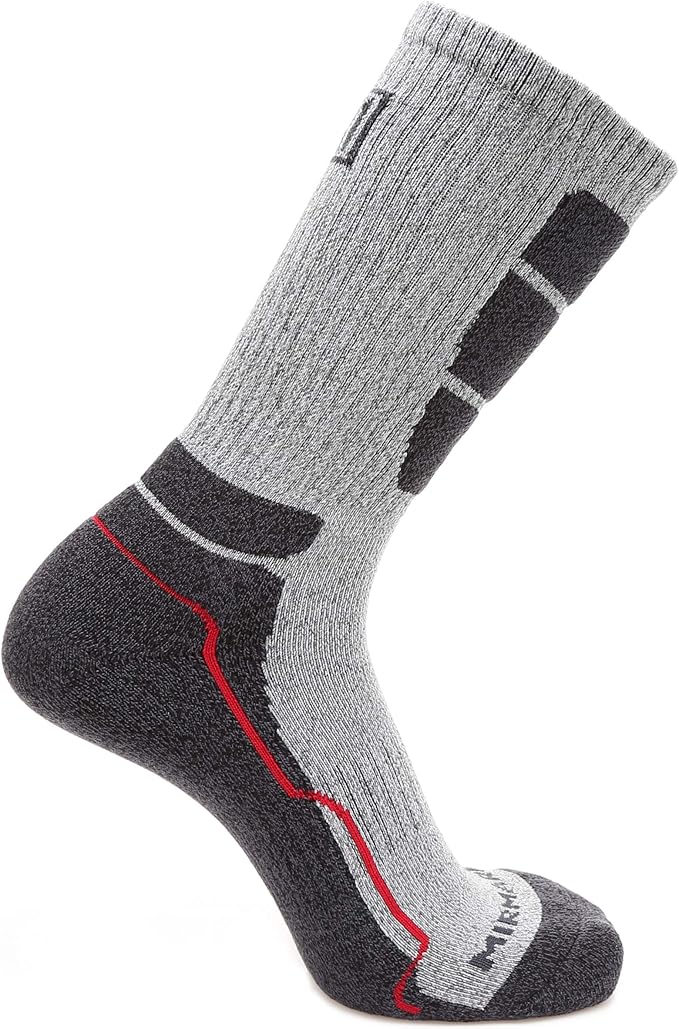 MIRMARU Men's 5 Pairs Hiking Outdoor Trail Running Trekking Moisture Wicking Cushion Crew Socks