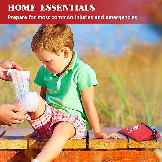 Mini First Aid Kit - 140 Piece Small First Aid Medical Kit for Car, Home, Office, Travel, Camping, Sports, Outdoor, School - Emergency First Aid Supplies and Survival Kit