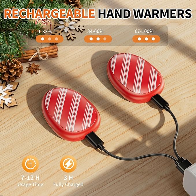 coldSky Rechargeable Hand Warmers 2 Pack, Magnetic 2-in-1 Reusable Electric Hand Warmer, 3 Heat Settings Portable Pocket Hand Heater Gifts for Women Men Christmas, Skiing, Camping, Hunting