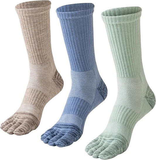 Merino Wool Toe Socks For Hiking Men&Women Thermal Winter Warm Boot Work Cushion Five Finger Socks 3 Pairs