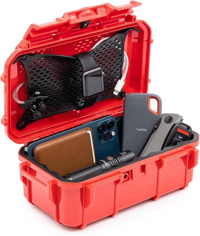 Evergreen 57 Waterproof Dry Box Protective Case - Travel Safe/Mil Spec/USA Made - for Cameras, Phones, Ammo Can, Camping, Hiking, Boating, Water Sports, Knives, & Survival (Red)