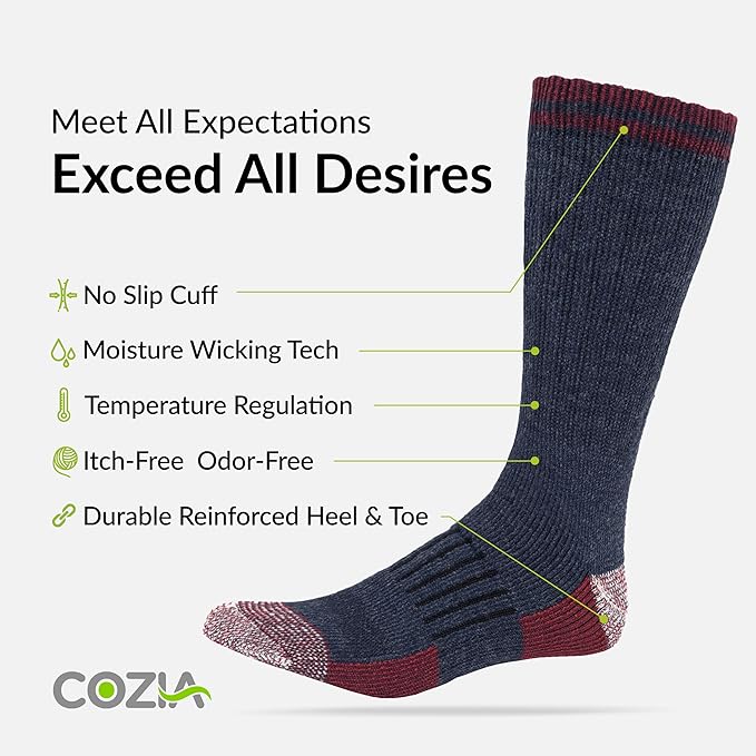 Merino Wool Socks Casual Warm Socks for Winter Cozy Boot Socks for Men & Women