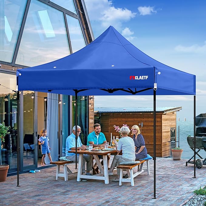 10x10 Canopy Replacement Top for Pop Up Canopy Tent - 4 Drainage Holes,10x10ft Canopy top Suitable for Most of The Standard Canopy(top only) (Blue)