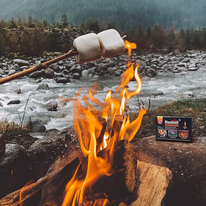 Stanbroil 24 pcs Fire Starters, Squares Natural Charcoal Fire Starters Super Fast Lighting Perfect for Barbecue Grills, Smokers, Wood Stove, Campfires and Outdoor Fireplaces