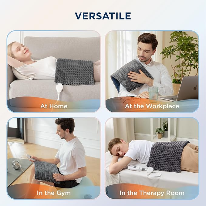Bedsure Back Heating Pad for Neck and Shoulders, Weighted Heated Pad with Vibration, FSA Eligible Items, Birthday Gifts for Women Men Mom Men, Auto Shut Off, 6.3lbs 20" x 24" Dark Grey