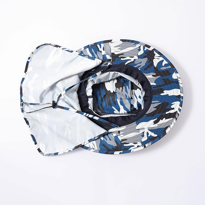 UV 50+ Sun Protection Hat for Men Women, Wide Brim Bucket Hat for Outdoor Sport & Works Fishing Hat with Neck Flap