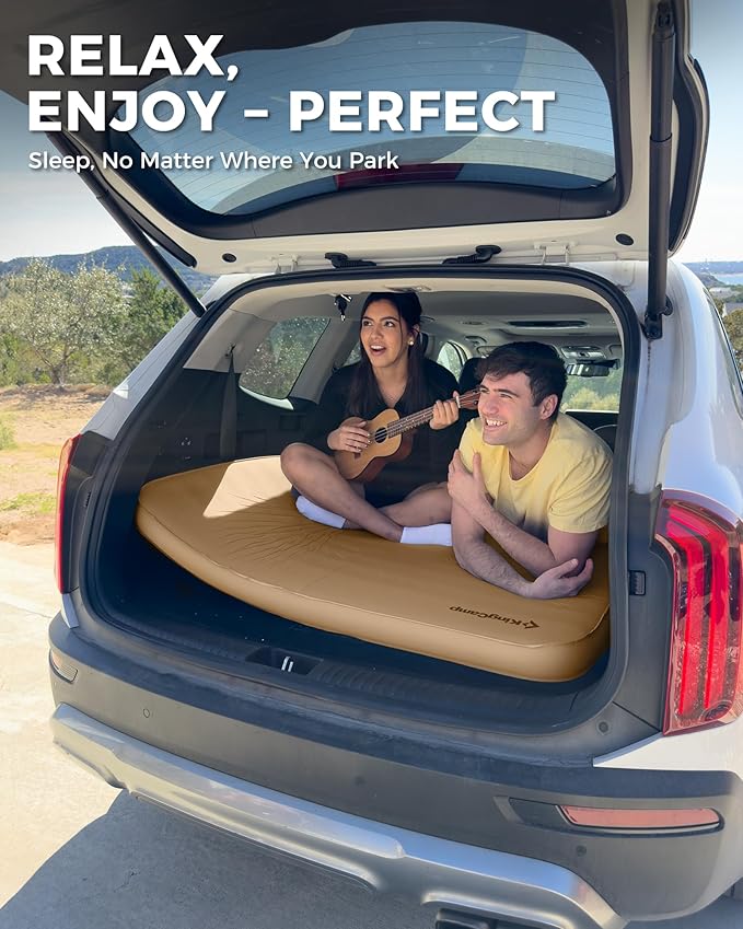 KingCamp Self Inflating Camping Pad, Ultra 6" Thick or Ideal 3" Thcik High R Value Air & Foam Camping Mattress, Full Size Double Sleeping Pad 2 Person for Camp Tent Outdoor Car, Multi Colors, PVC Free