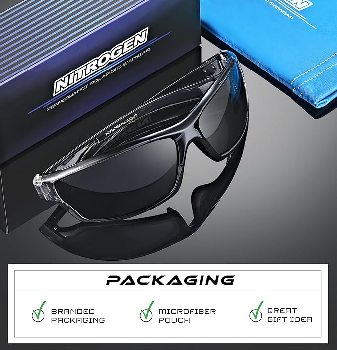 Nitrogen Polarized Wrap Around Sport Sunglasses for Men Women UV400 Driving Fishing Running Sun Glasses