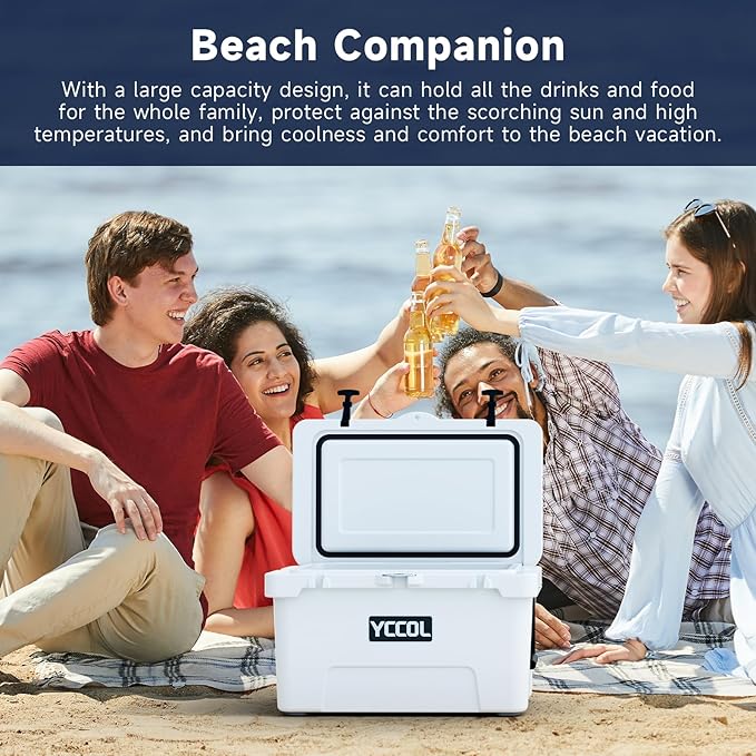 48 Quart Cooler with 72 Hours Ice Retention, Large Insulated Cooler with Built-in Bottle Opener & Drain Plug, Duty Outdoor Cooler for Camping, Beach, Picnic, Fishing, Barbecue
