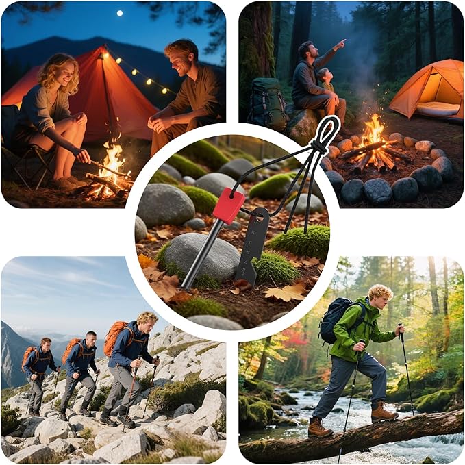 Ferro Rod Fire Starter Survival Tool Army,5/16" Ferro Rod with Easy Grip Handle,Multifunction Scraper Striker,Flint and Steel Magnesium Fire Starter Kit for Camping Backpacking