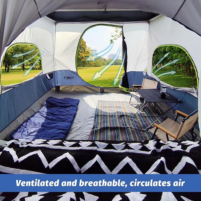 UNP Car Square Tent - Inner Tent for 10' x 10' Canopy into Camping Cube Cabin - Connect Car Tailgate Cabin Vented Roof - Dark Blue (Canopy Pole/Shelter NOT Included)