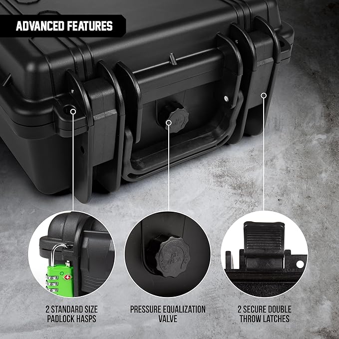 All Weather Hard Case 10 x 9 x 5” - TSA Approved Hard Shell Travel Case with Customizable Foam for Cameras, Lenses, Electronics and Other Gear